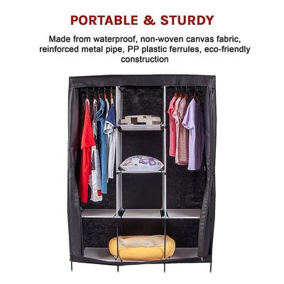 Large Portable Clothes Closet Canvas Wardrobe Storage Organizer with Shelves Payday Deals