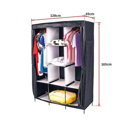 Large Portable Clothes Closet Canvas Wardrobe Storage Organizer with Shelves Payday Deals