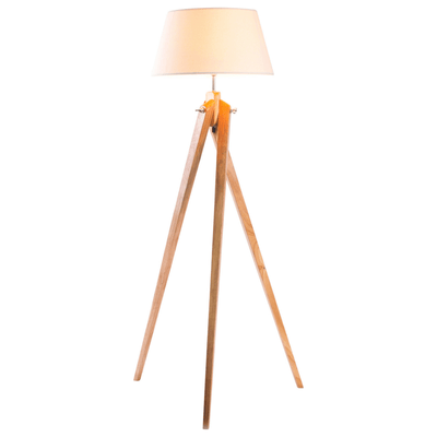Large Tripod Floor Lamp Linen Shade Modern Bamboo Wooden Retro Twist Light Payday Deals