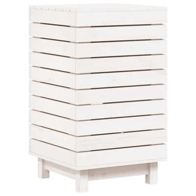 Laundry Basket White 44x44x76 cm Solid Wood Pine Payday Deals