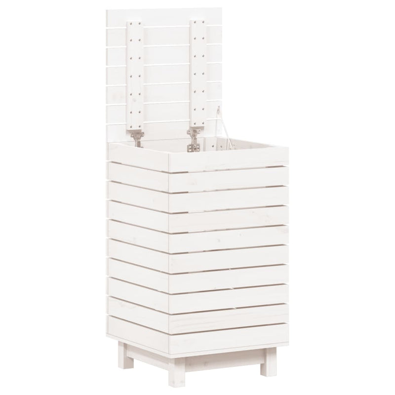 Laundry Basket White 44x44x76 cm Solid Wood Pine Payday Deals