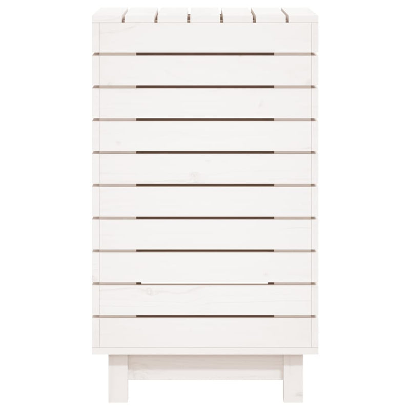 Laundry Basket White 44x44x76 cm Solid Wood Pine Payday Deals