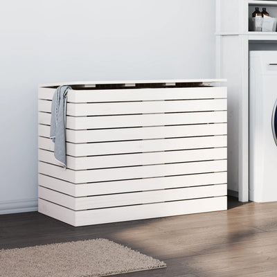 Laundry Basket White 88.5x44x66 cm Solid Wood Pine Payday Deals