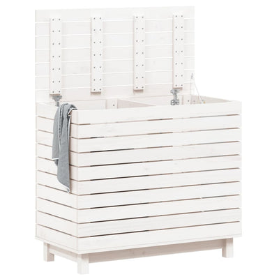 Laundry Basket White 88.5x44x76 cm Solid Wood Pine Payday Deals
