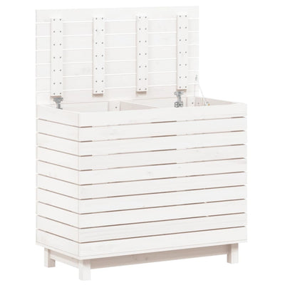 Laundry Basket White 88.5x44x76 cm Solid Wood Pine Payday Deals