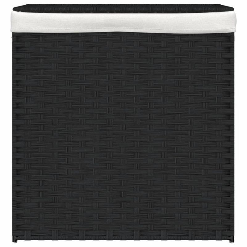 Laundry Basket with 2 Sections Black 53x35x57 cm Poly Rattan Payday Deals