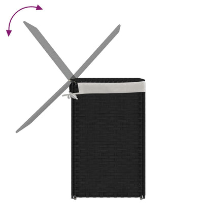 Laundry Basket with 2 Sections Black 53x35x57 cm Poly Rattan Payday Deals