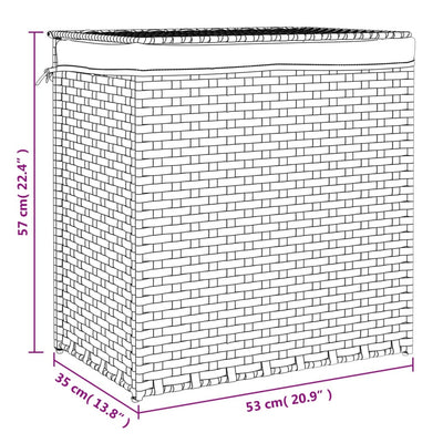 Laundry Basket with 2 Sections Black 53x35x57 cm Poly Rattan Payday Deals