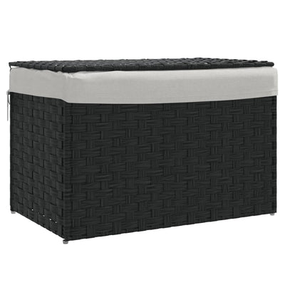 Laundry Basket with Lid Black 55.5x35x34 cm Poly Rattan Payday Deals