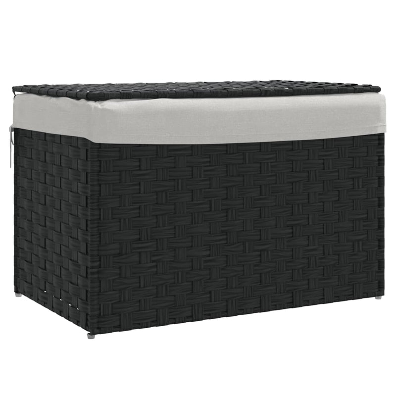 Laundry Basket with Lid Black 55.5x35x34 cm Poly Rattan Payday Deals