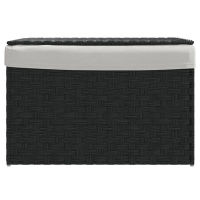 Laundry Basket with Lid Black 55.5x35x34 cm Poly Rattan Payday Deals