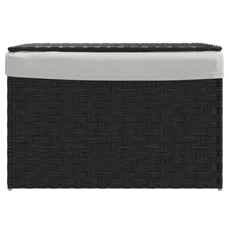 Laundry Basket with Lid Black 55.5x35x34 cm Poly Rattan Payday Deals
