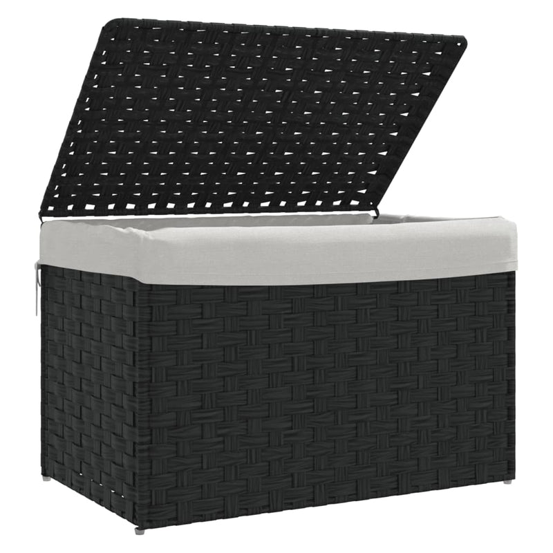 Laundry Basket with Lid Black 55.5x35x34 cm Poly Rattan Payday Deals
