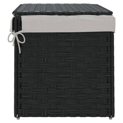 Laundry Basket with Lid Black 55.5x35x34 cm Poly Rattan Payday Deals