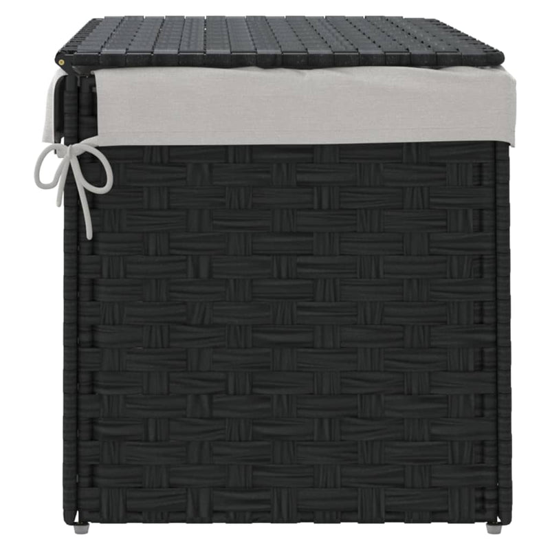 Laundry Basket with Lid Black 55.5x35x34 cm Poly Rattan Payday Deals