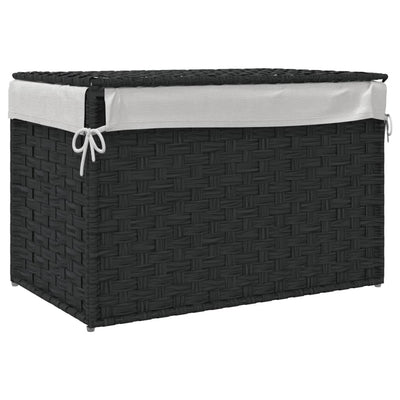 Laundry Basket with Lid Black 55.5x35x34 cm Poly Rattan Payday Deals