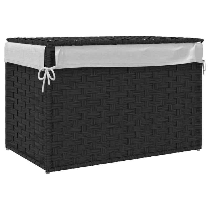 Laundry Basket with Lid Black 55.5x35x34 cm Poly Rattan Payday Deals