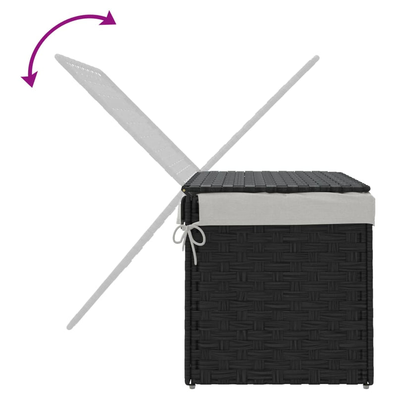 Laundry Basket with Lid Black 55.5x35x34 cm Poly Rattan Payday Deals