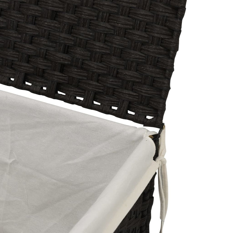 Laundry Basket with Lid Black 55.5x35x34 cm Poly Rattan Payday Deals