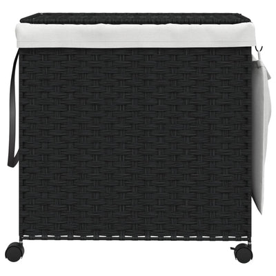Laundry Basket with Wheels Black 60x35x60.5 cm Rattan Payday Deals