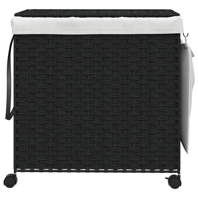 Laundry Basket with Wheels Black 60x35x60.5 cm Rattan Payday Deals