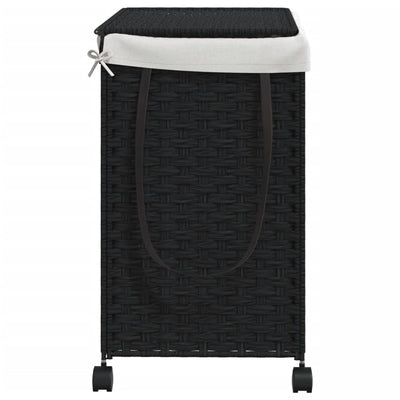Laundry Basket with Wheels Black 60x35x60.5 cm Rattan Payday Deals