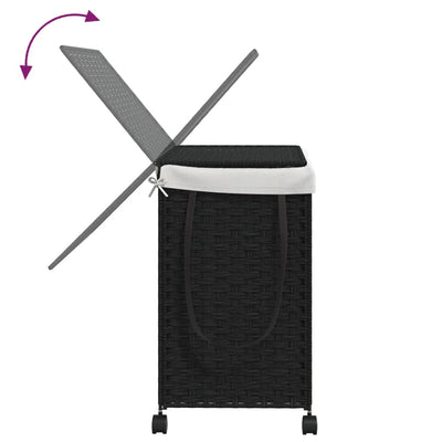 Laundry Basket with Wheels Black 60x35x60.5 cm Rattan Payday Deals