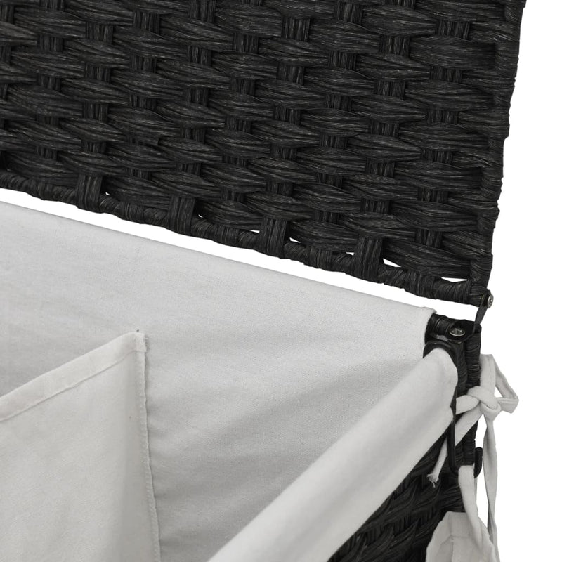 Laundry Basket with Wheels Black 60x35x60.5 cm Rattan Payday Deals
