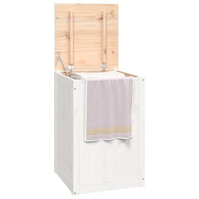 Laundry Box White 44x44x66 cm Solid Wood Pine Payday Deals