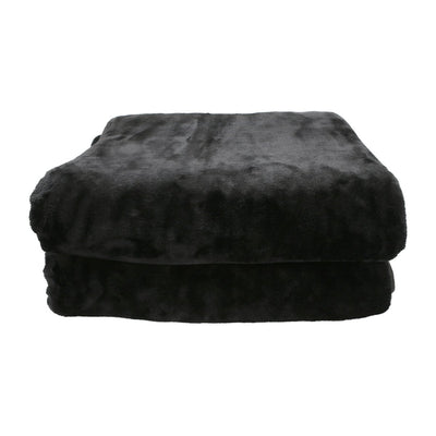 Laura Hill 600GSM Faux Mink Blanket Double-Sided Queen Size - Black Payday Deals