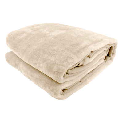 Laura Hill 800-gsm Faux Mink Throw Rug Blanket Queen Size Double-sided Large 220 X 240cm Heavy - Cream Payday Deals