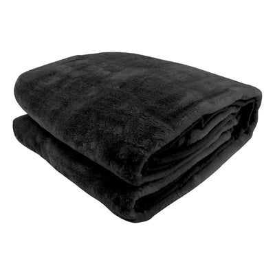 Laura Hill 800-gsm Faux Mink Throw Rug Blanket Queen Size Double-sided Large Super Luxurious Soft Heavy - Black Payday Deals