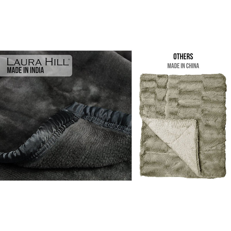 Laura Hill 800-gsm Faux Mink Throw Rug Blanket Queen Size Double-sided Large Super Luxurious Soft Heavy - Black Payday Deals