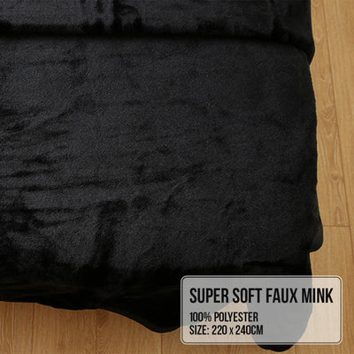 Laura Hill 800-gsm Faux Mink Throw Rug Blanket Queen Size Double-sided Large Super Luxurious Soft Heavy - Black Payday Deals