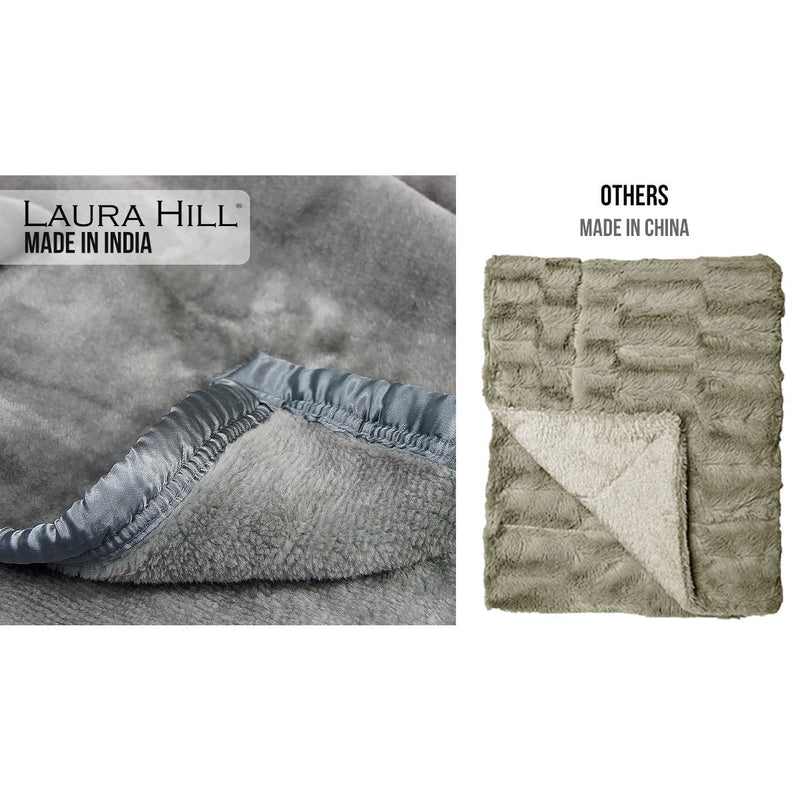 Laura Hill Double-sided Large 220 X 240cm Faux Mink Throw Rug Blanket 800-gsm Heavy - Silver Payday Deals