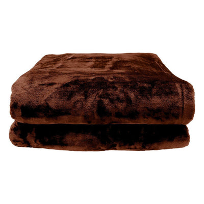 Laura Hill Faux Mink Blanket 800GSM Heavy Double-Sided - Chocolate Payday Deals