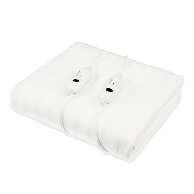Laura Hill Heated Electric Blanket Double Size Fitted Polyester Underlay Winter Throw - White Payday Deals
