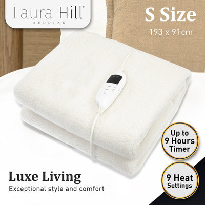 Laura Hill Heated Electric Blanket Fitted Fleece Underlay Throw Single Payday Deals