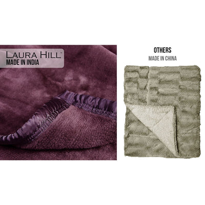 Laura Hill Mink Blanket Throw Purple Double Sided Queen Size Soft Plush Bed Faux Rug Payday Deals