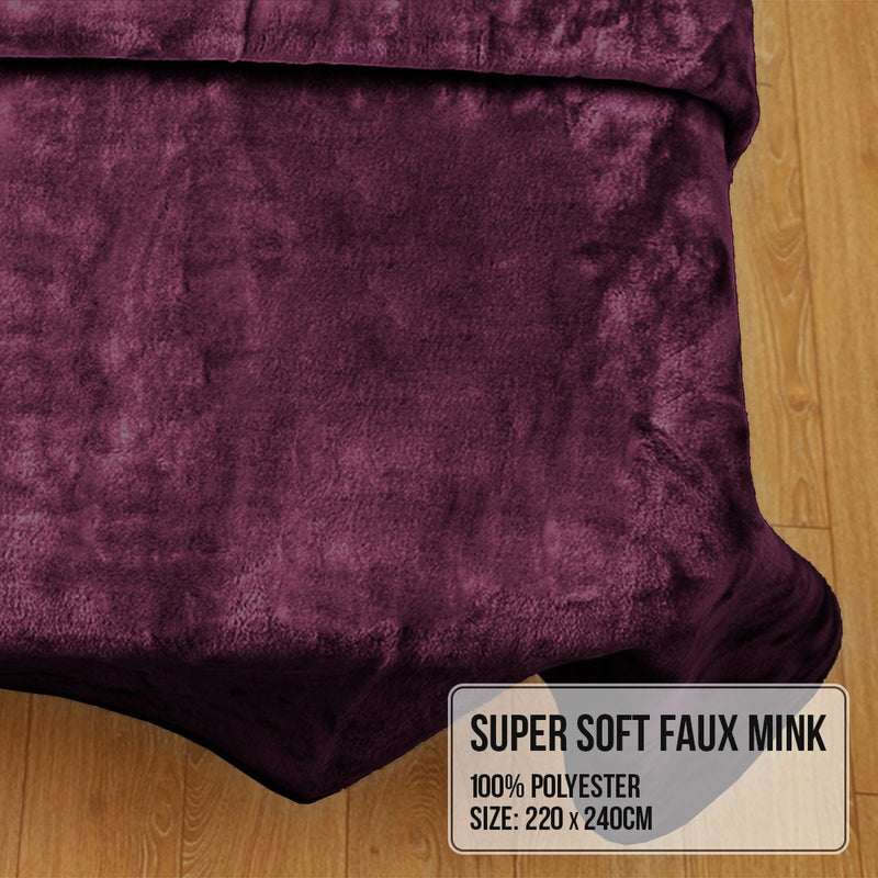 Laura Hill Mink Blanket Throw Purple Double Sided Queen Size Soft Plush Bed Faux Rug Payday Deals