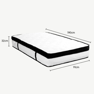 Laura Hill Single Mattress Bed Size Euro Top 5 Zone Spring Foam 32cm Payday Deals