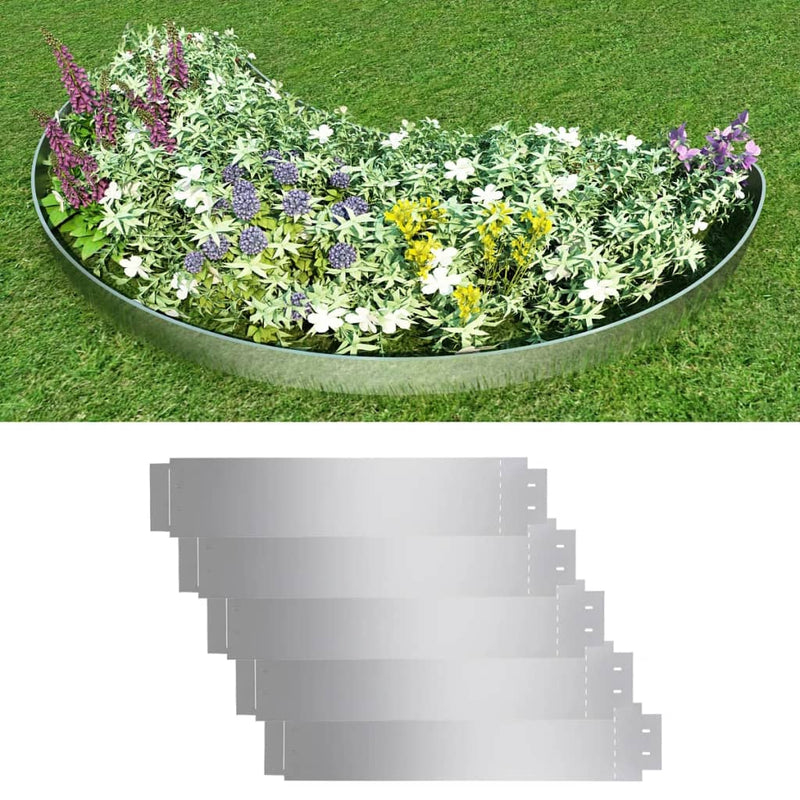 Lawn Fences 5 pcs Galvanised Steel 100x20 cm Payday Deals