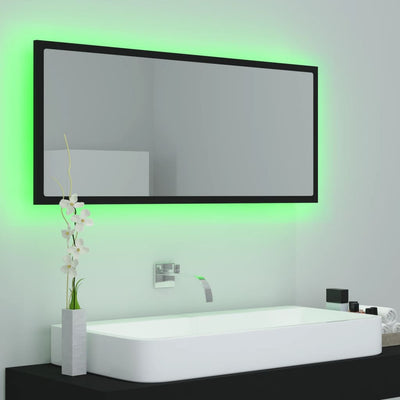 LED Bathroom Mirror Black 100x8.5x37 cm Acrylic Payday Deals