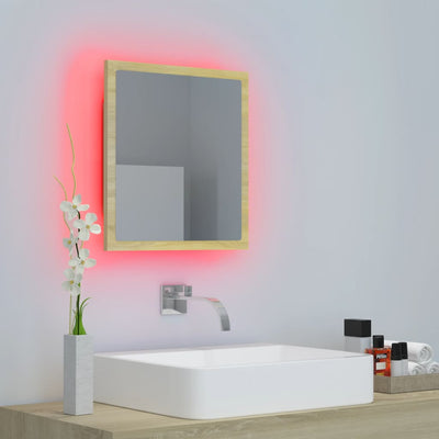 LED Bathroom Mirror Sonoma Oak 40x8.5x37 cm Acrylic Payday Deals