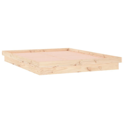 LED Bed Frame 137x187 cm Double Size Solid Wood Payday Deals