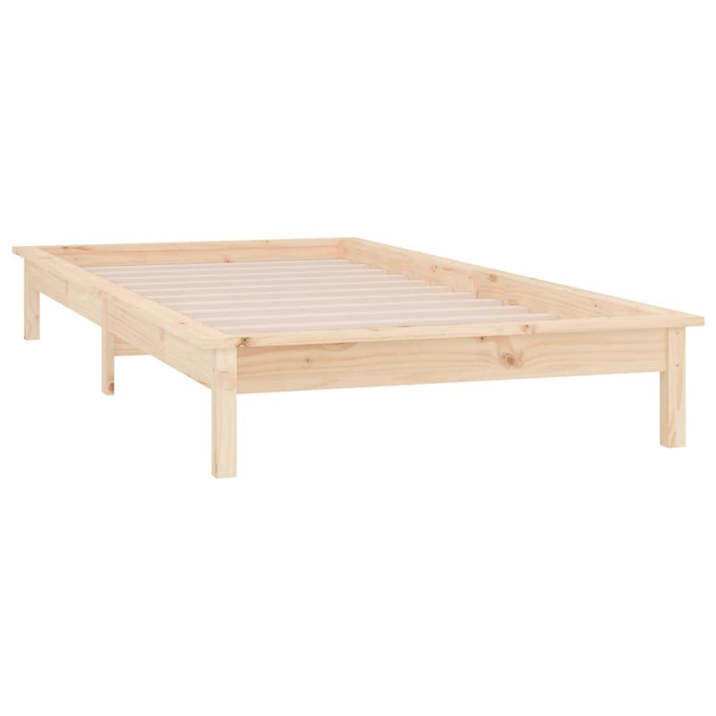 LED Bed Frame 92x187 cm Single Bed Size Solid Wood Payday Deals