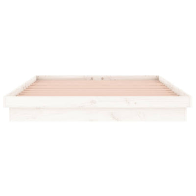 LED Bed Frame White 137x187 cm Double Size Solid Wood Payday Deals