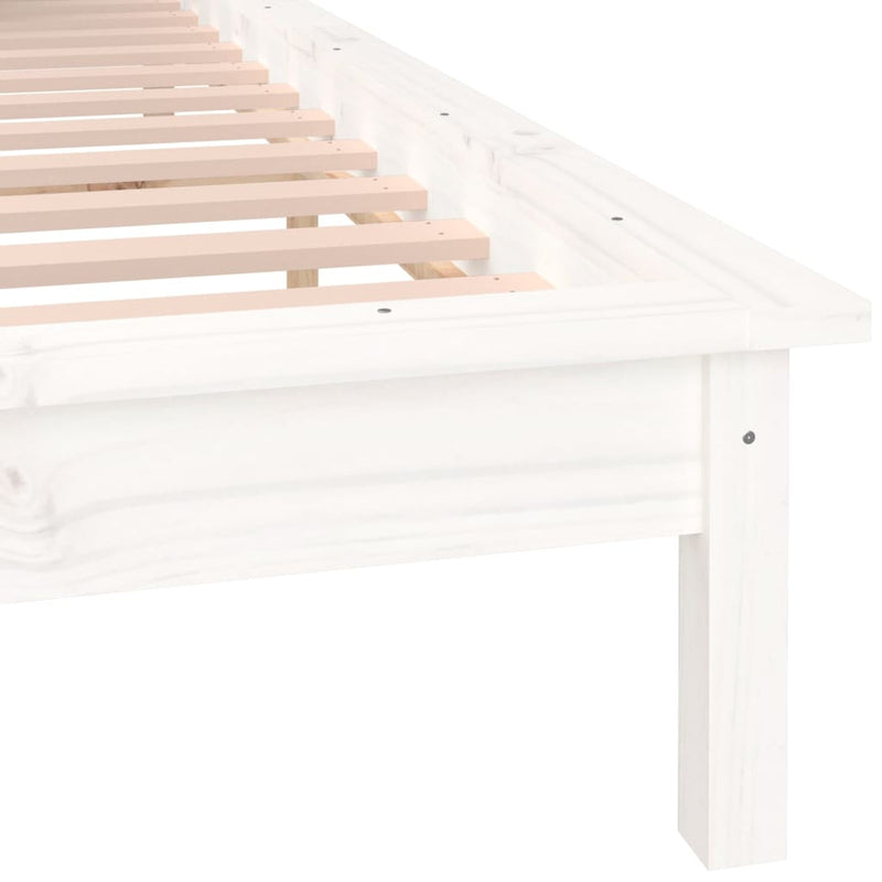 LED Bed Frame White 153x203 cm Queen Size Solid Wood Payday Deals