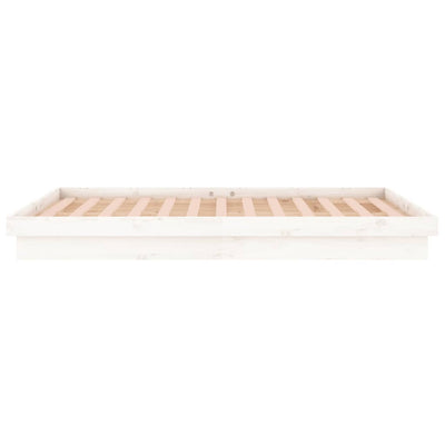 LED Bed Frame White 153x203 cm Queen Size Solid Wood Payday Deals