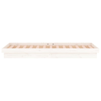 LED Bed Frame White 92x187 cm Single Solid Wood Payday Deals